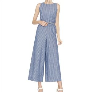 Alice and Olivia Everly jumpsuit-Chambray Stripe